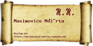 Maximovics Márta névjegykártya